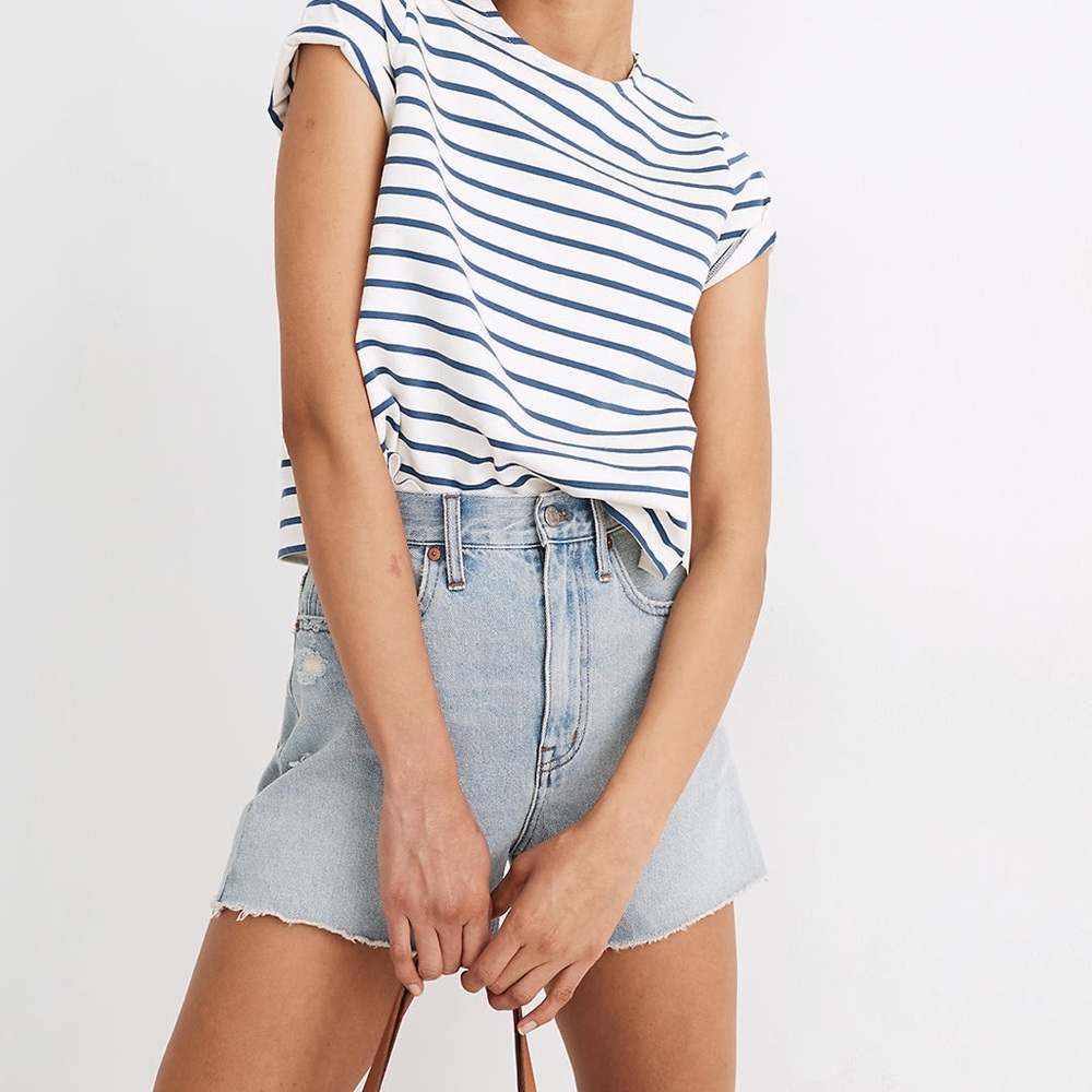 NWT Madewell Momjean Shorts in Byers Wash Ripped Edition